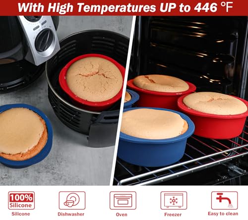 Webake 5 inch Cake Pan for Baking Nonstick Round Cake Pans, LFGB Platinum Silicon Air Fryer Baking Pan Set of 4 - size: 5 Inch