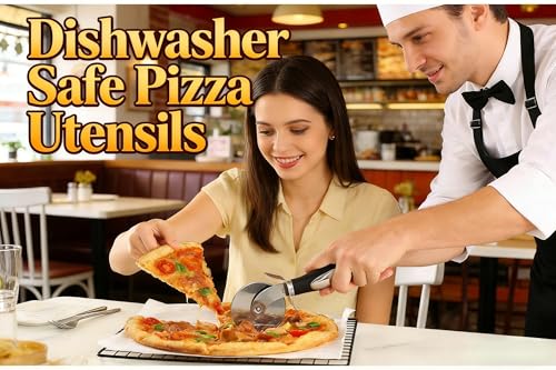 Pizza Cutter & Server Set, 2pcs Stainless Steel with Non-Slip Handles