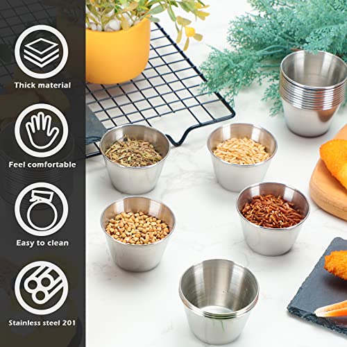 Mimorou 100 Pcs Stainless Steel Ramekins 1.5 oz, Mental Dipping Sauce Cups