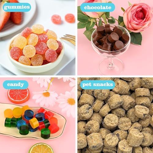 3pcs Round Candy Molds Silicone Molds for Hard Candy, Gummy, Caramels, Chocolate, Ganache, Ice Cubes, 220 Cavity - color: 3pc-55 Cavities Round