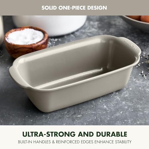 GreenPan Premiere Ovenware Healthy Ceramic Nonstick 1 lb. Loaf Baking Pan, PFAS-Free, Warp-Free Bakeware, Durable Quick Heating, Oven & Broiler Safe to 600F, Dishwasher Safe, Taupe - color: Taupe, size: 1 lb. Loaf Pan