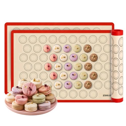 Macaron Baking Mat Silicone Non Stick, Full Sheet Reusable Pack of 2 Red - color: Macaron Baking Mats Red, size: Full Size Pack of 2