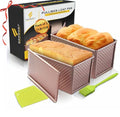 1 lb+1lb Pack Nonstick Pullman Loaf Pan with Sliding Lid for Homemade Bread - size: 1lb+1lb