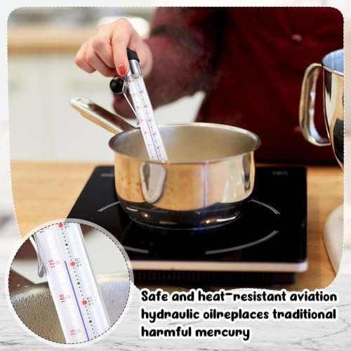 Photect 1 Pcs Candy Thermometer with Pot Clip 8", Black - color: Black