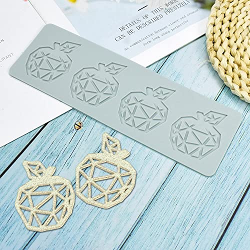 TUKE 3D Hollow Lace Fondant Molds Fruits Leaf Shape Lace Mat Party Cake Decoration Tool Cupcake Mat Silicone Molds for Polymer Clay Chocolate Baking Gummy Mould (Apple_9.4x2.88x0.08inch_H) - size: Apple_9.4x2.88x0.08inch_H