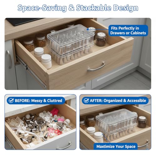 84-Tip Piping Tip Storage Box, Transparent - color: Transparent