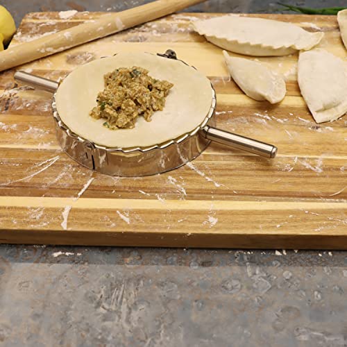 KAYCROWN 6 Inch Empanada Press, Stainless Steel Dumpling Maker Dough Cutter Dumpling Mold for Empanada, Dumpling, Ravioli, Pierogi, Turnovers, Calzone (XL: 6 inch) - size: X-Large 6 inches