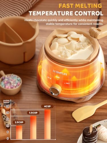 Electric Chocolate Melting Pot, 4-Cup Chocolate, 2 Insert Pots - color: White