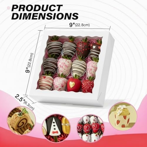 12Pack White Bakery Boxes for Pie,9X9X2.5 Inches - color: White