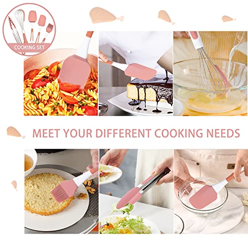 Silicone Spatula Set, 5 Pcs Heat Resistant, Soft & Strong, Nonstick Cookware, Dishwasher Safe (Pink) - color: Pink