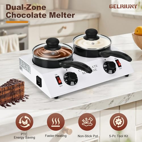 2026 Upgrade Chocolate Melting Pot,2x1L Chocolate Melting Machine(80W,110V) - size: Double Pots