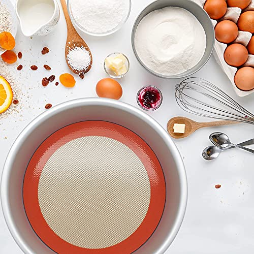 Silicone Baking Mats, 2 PCS Round Silicone Mats for 9 Inch Cake Pan, Non-Stick Reusable Cookie Sheet Liners for Baking Pans for Cake/Bread/Pizza/Macaron/Pastry/Cookie/Bun/Pie - size: 9"L x 9"W