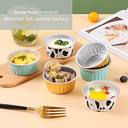Mini Aluminum Foil Cupcake Baking Cups with Lids (40pcs, 5oz) Round Cupcake Foil Liners Tart Pie Tin Pan Holder - Disposable Mini Cake Containers Flan Molds for Pudding, Souffle, Party, Wedding - color: Black