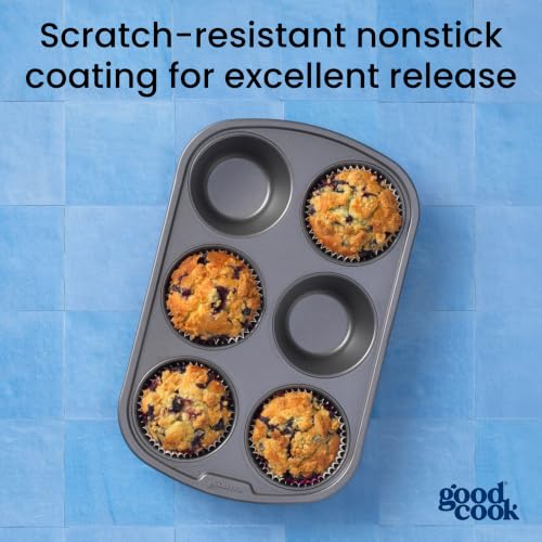 GoodCook Everyday Nonstick Steel Jumbo Texas Muffin Pan, 6-cup, Gray - size: 6 Cups (Jumbo)