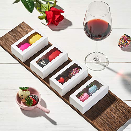 JCXGRVC 24PCS Elegant White Double Favor Boxes with Clear Window