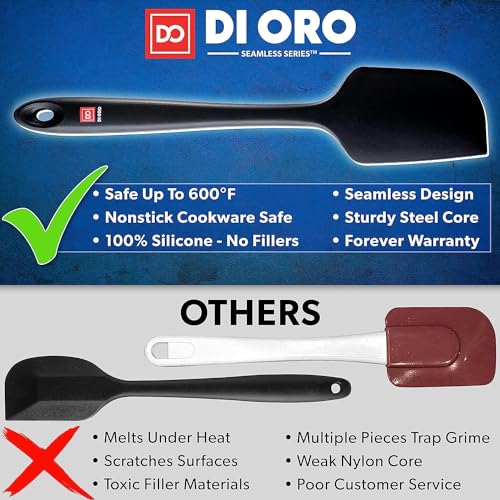 DI ORO Silicone Spatula Set - 600F Heat Resistant, 4-Pc Black - color: Black