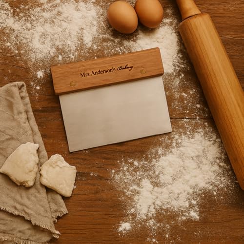 Mrs. Anderson's Baking Pastry Dough Scraper, 6 Inch, Stainless Steel And Wood, Professional Quality, For Portioning Dough And Scraping Work Surfaces - style: Dough Scraper, Wood Handle