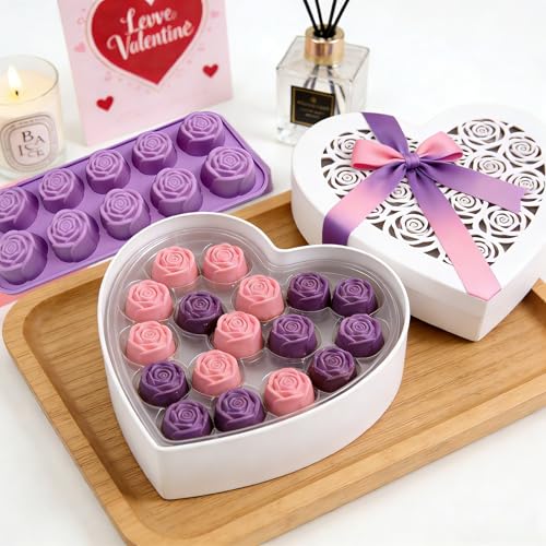2Packs Silicone Valentine Chocolate Molds 10-Cavity Rose-Shaped - color: Rose bomb