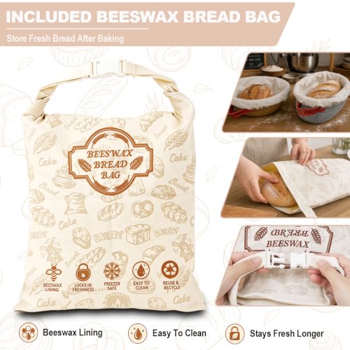 Sourdough Banneton Bread Proofing Basket with Beeswax Bag Set