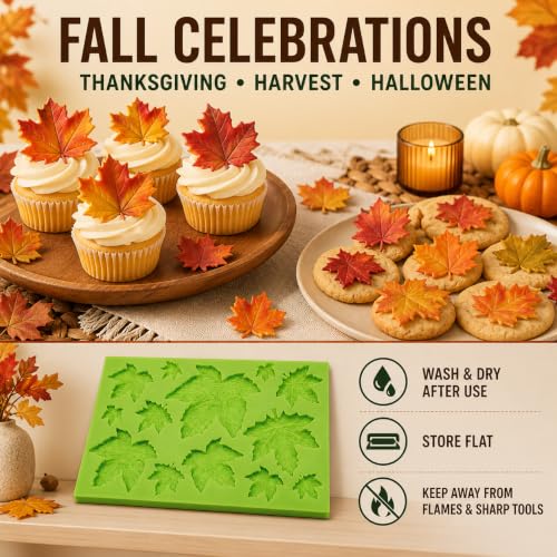 13-Cavity Fall Leaves Silicone Mold for Fondant, Color Varies - style: fall leaves molds