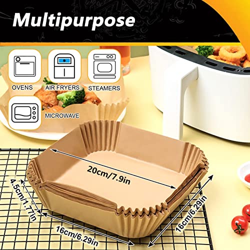Air Fryer Liners 4qt for Cuisinart Air Fryer, Airfryer Liners Disposable Square 7.9 Inch Air Fryer Paper Liners Non-Stick Air Fryer Parchment Paper Liners Oil Resistant - size: Square-7.9inch