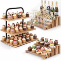 3 Pack Wooden Cupcake Stand 3 Tier Large Tiered Risers Set - style: Vintage