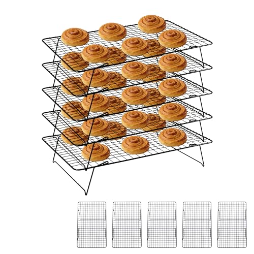 Cooling Rack 16"x10", 5-Tier Stackable & Collapsible Cooling Racks - color: Black, size: 5-Tier