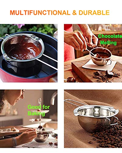 Stainless Steel Double Boiler Pot 600ml for Melting Chocolate,Candle Making - color: Silver Handle, size: 600ML