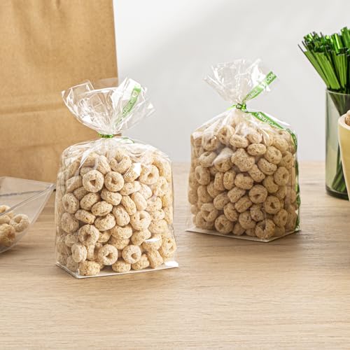 Restaurantware Clear Plastic Gusset Bags, Flat Bottom, 3 x 6 1/2 In, 100 Ct - size: 3" x 2" x 6.5" - Wicker Dispensing