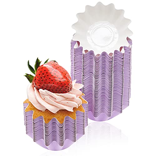 100 PCS Baking Cups Cupcake Liner Flared Brioche Muffin Wrappers (Purple) - color: Purple, size: 100pcs