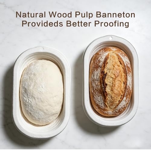 Wood Pulp Oval 1kg Banneton Bread Proofing Basket 2 Pack - style: Oval