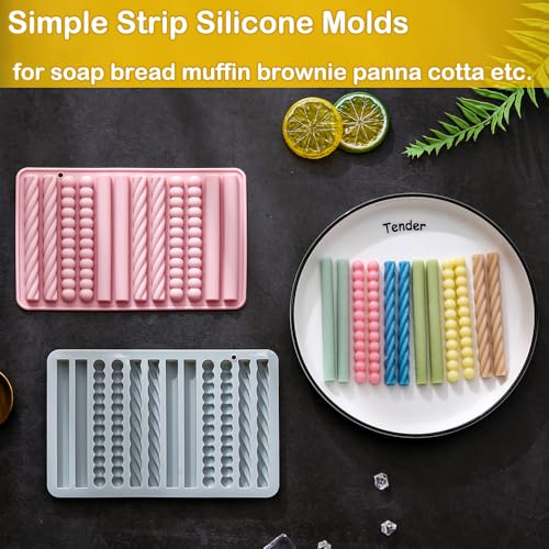 2 Pack Finger Biscuit Silicone Molds 16 Cavities Cereal Bars Baking Mould