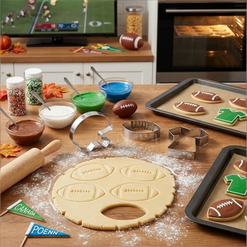 Football Cookie Cutter, Stainless Steel Oval Baking Tool - style: Football-2