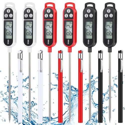 Copkim 6 Pcs Food Thermometer Instant Read Probe BBQ,Black, White, Red - color: Black, White, Red