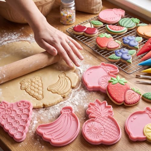 Cherry Cookie Cutters with Embosser Stamp 3D Printed PLA Fruit Shape 6 Inch Summer Cherry Theme Party Birthday Baking Supplies - color: Cherry, size: 6"