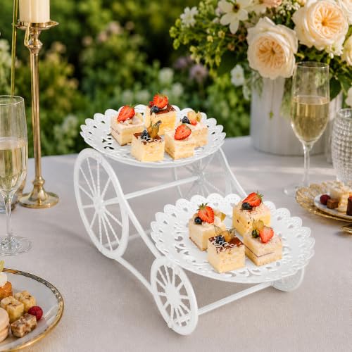 2 Tier Carriage Serving Tray, Cupcake Plate Holder, 2 Layer Display Stand