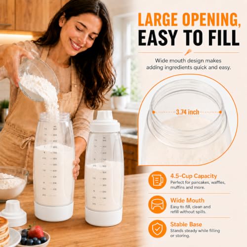 2 Pack Pancake Batter Dispenser Bottle Kit (2 Pack-White) - color: 2 Pack-White