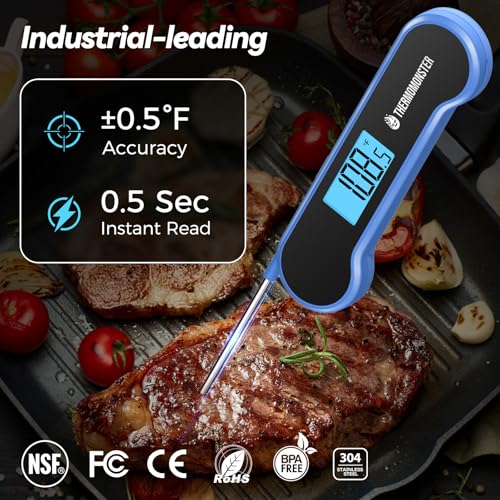 0.5 Sec Instant Read Meat Thermometer Digital for Cooking, Blue - color: Blue