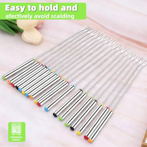 18 Pack Stainless Steel Fondue Forks, 9.3 In, 6 Colors
