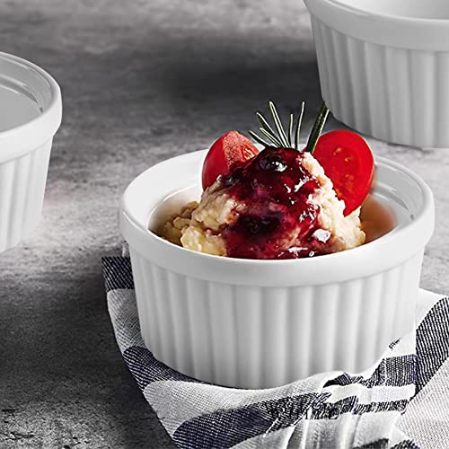 Cinf 6 oz Porcelain Ramekins Set of 4, Souffle & Dessert Cups - color: White, size: 6oz–Mini