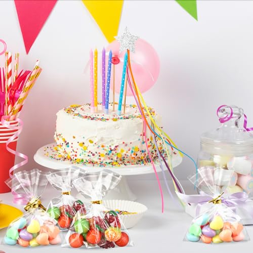 200Pcs Cookie Bags 4x4 Inches Self Sealing Cellophane Bags Self Adhesive Resealable Clear Large Cookie Bags with Twist Ties for Cookies Party Favors Bag - size: 4x4 Inches