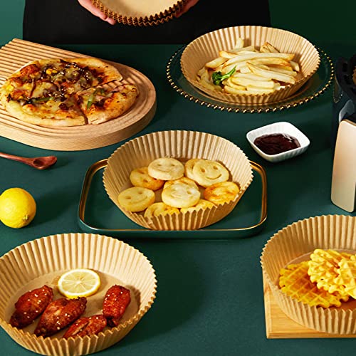 Air Fryer Liners Disposable Paper,100Pcs Parchment Paper Liners,Non Stick Airfryer Paper Liners,Food Grade Air Fryer Accessories WaterProof OilProof for Microwave Oven Steamer 9inch Square - size: 9" Round