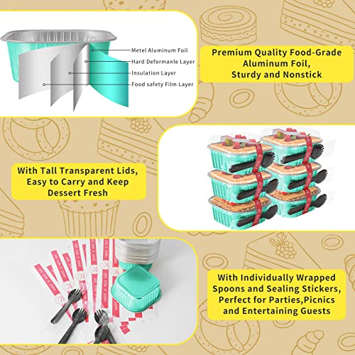 40 Pack 10oz Mini Cake Pans with Lids,Aluminum Foil Cake Tins - color: Blue, size: 40 Pack 10oz