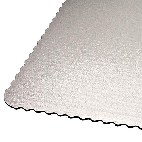 O'CREME White-Top Scalloped Square Cake Board 3/32 Inch Thick, 12 Inch x 12 Inch - Pack of 10 - size: 12" x 12"