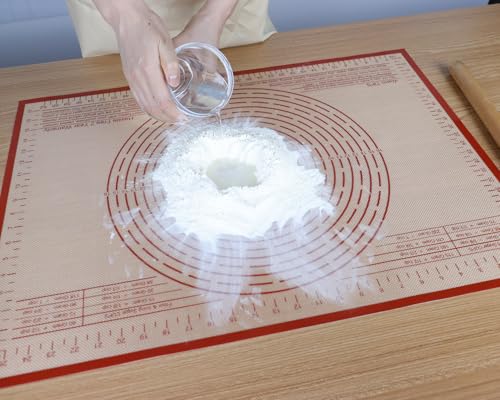Silicone Pastry Mat 36X24 inch Baking Mat Large Dough Mat with Measurements - color: Red, size: 36"L x 24"W