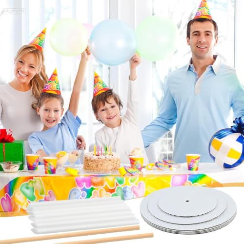 230PCS Cake Tier Stacking Kit, 12, 10, 8, 6-Inch Cakes Cardboard Rounds with Parchment & Wooden/Plastic Cake Dowels, for Wedding, Birthday Party Cakes and Dessert Displays