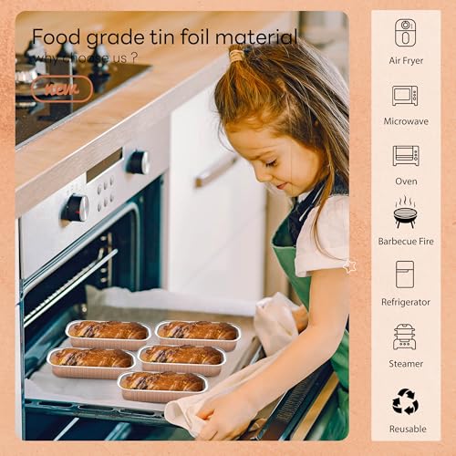 NPLUX Mini Halloween Baking Pans with Lids, 6.8oz 50 Pack for Parties - color: Champagne