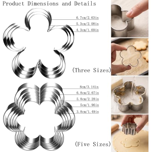8 Pcs Flower Cookie Cutter Set Floral Shaped Cookie-Cutter Mold for Cake Decoration Birthday Gifts