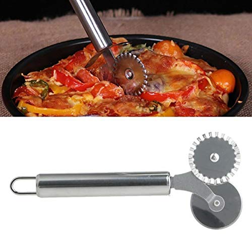 Pastry Ravioli Wheel Cutter, Stainless Steel Double Roller
