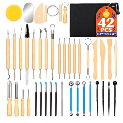 CLAYPRO 42Pcs Clay Tools Kit, Ceramic & Pottery Tools for Adults